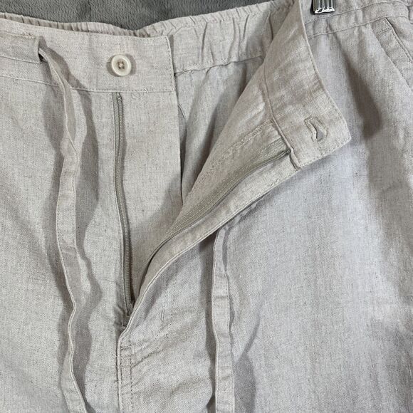 Cubavera Pants Men 2XB/32 Oatmeal Linen Blend Drawstring Elastic Straight Zip - Picture 5 of 12
